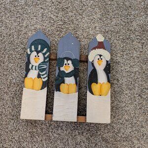Painted Wood Penguin Decor